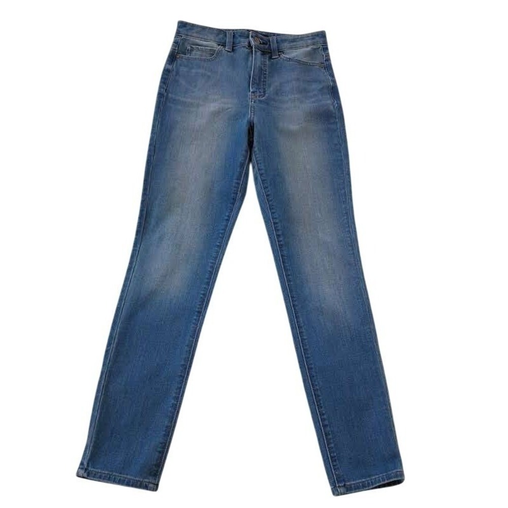 Uniqlo Ultra Stretch Skinny Jeans High Rise Tapered Medium Wash Blue 26x26